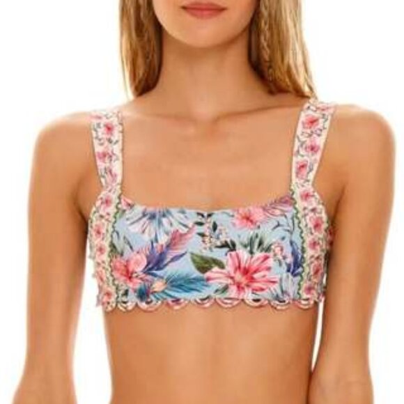 Agua Bendita Floral Bikini Top and bottom - Pink and Blue - Picture 1 of 5